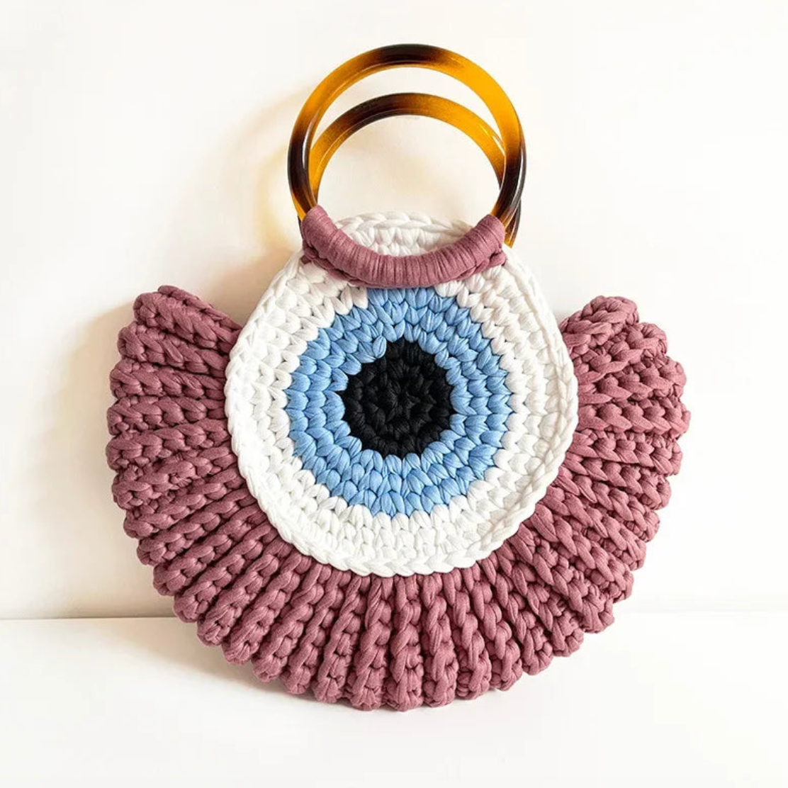 Bull's Eye Crochet Knit Round Retro Mini Totes