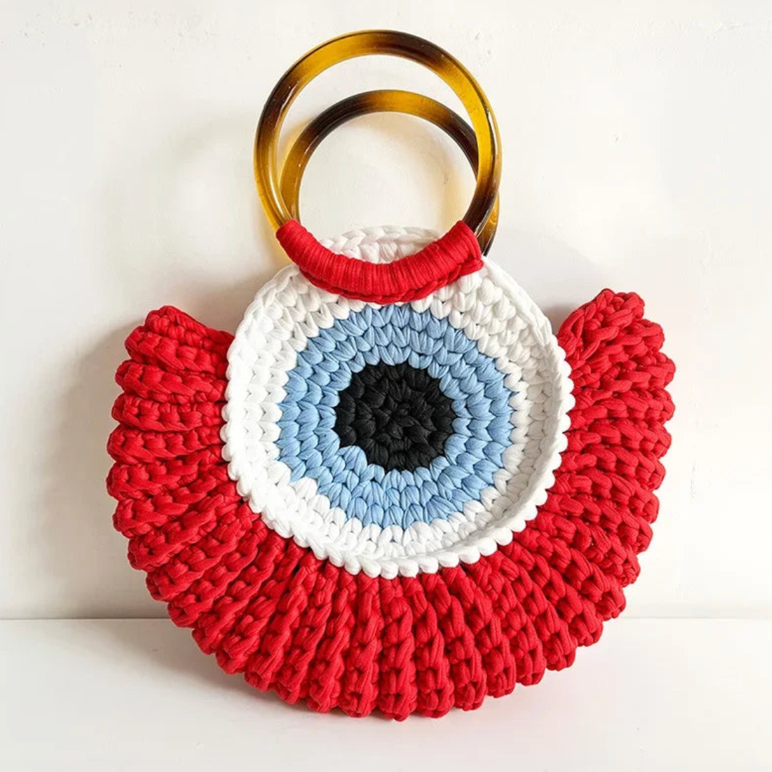 Bull's Eye Crochet Knit Round Retro Mini Totes