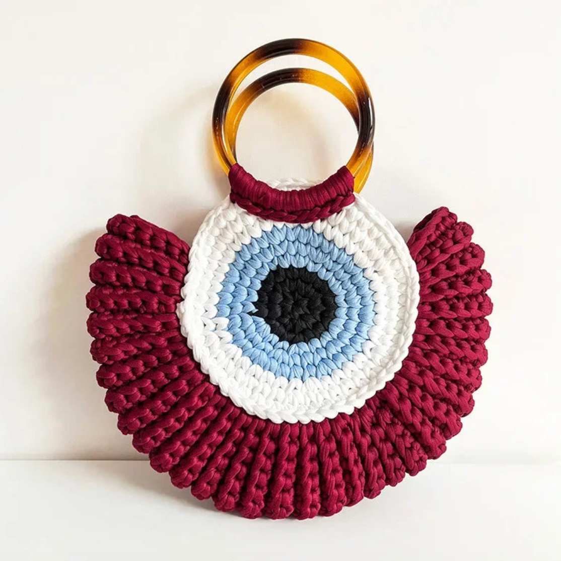 Bull's Eye Crochet Knit Round Retro Mini Totes