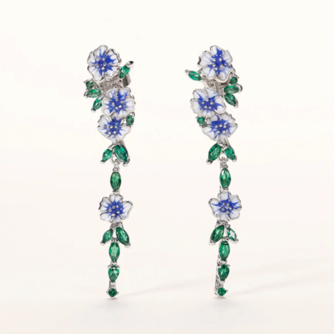 Vintage Enamel Flower Drop Earrings