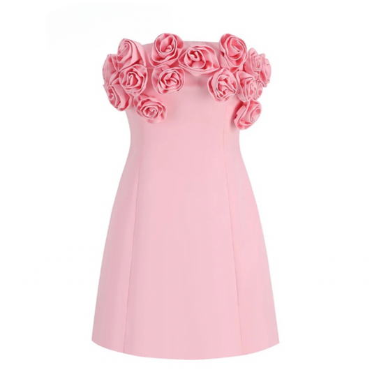 Myla Rosette Applique Tube Mini Dress