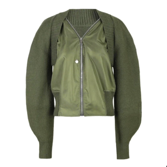 Riva Knit Patchwork Bomber Jacket