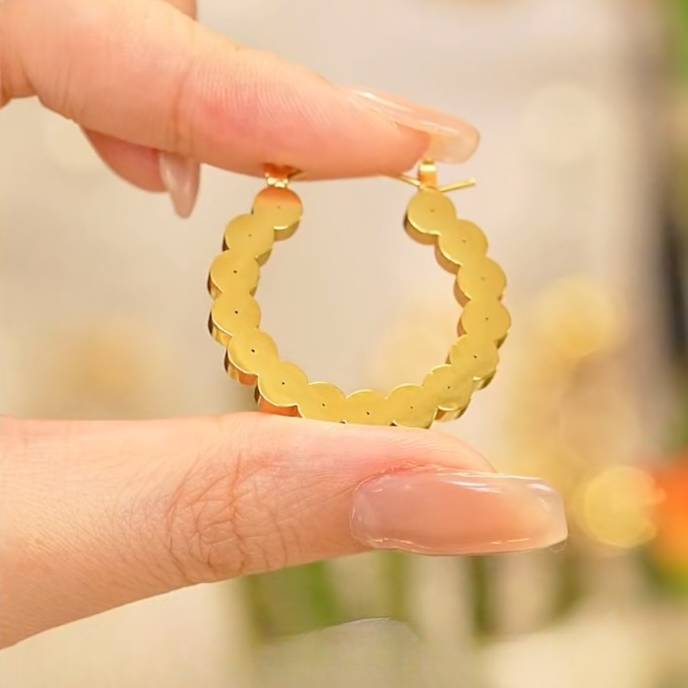 Rhinestone CZ Inlay Hoop Earrings