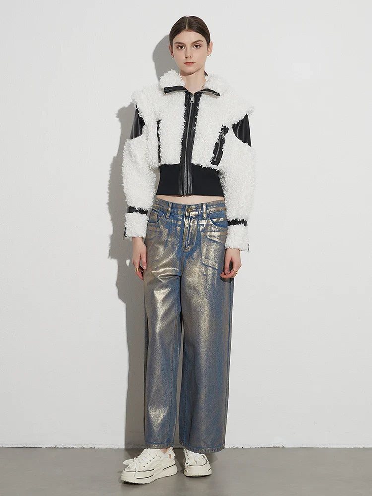 Estella Faux Fur Patchwork Bomber Jacket