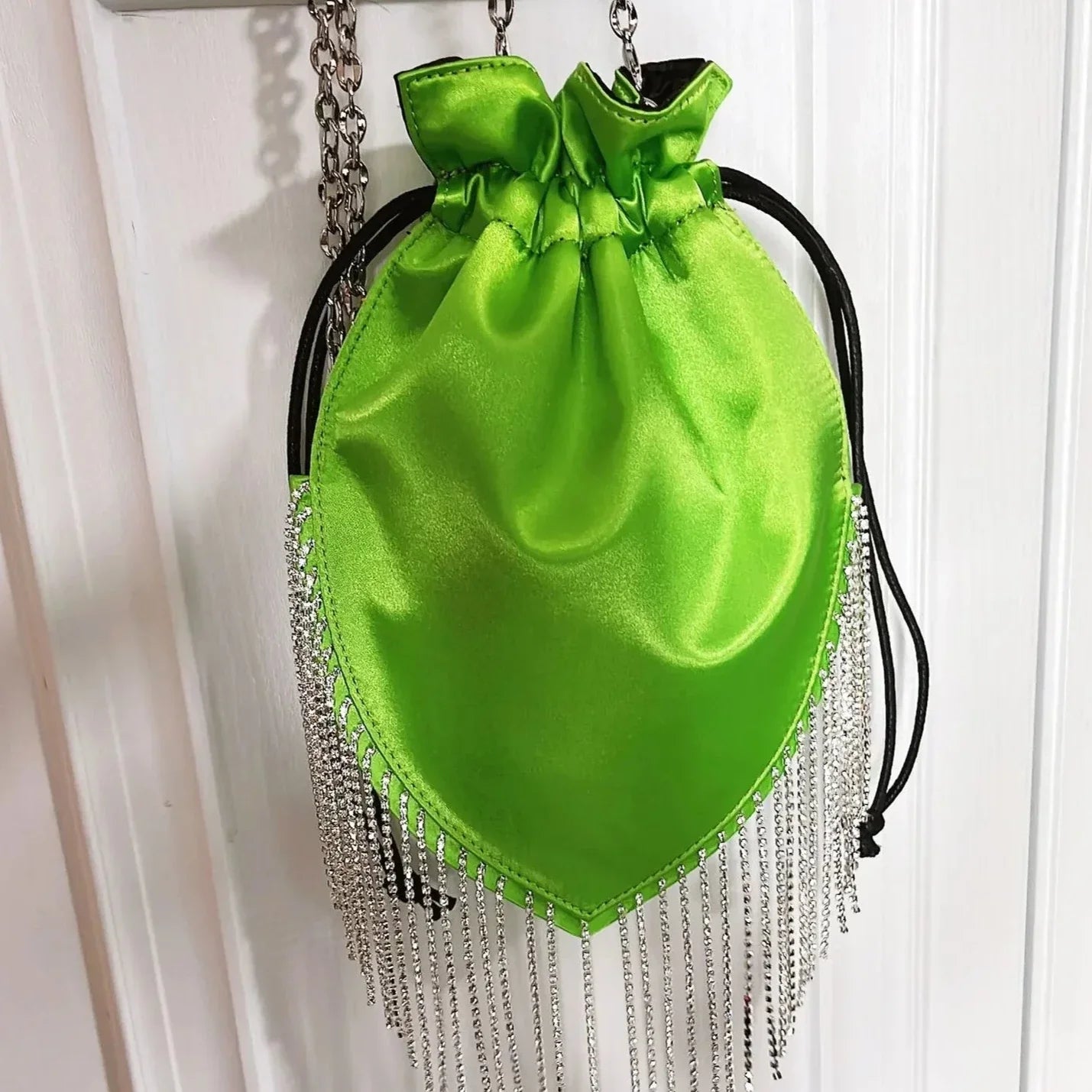 Slaine Rhinestone Tassel Silk Pouch Evening Bags