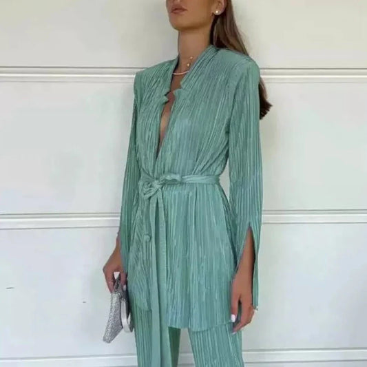 Clarie Pleated Flowy Suit