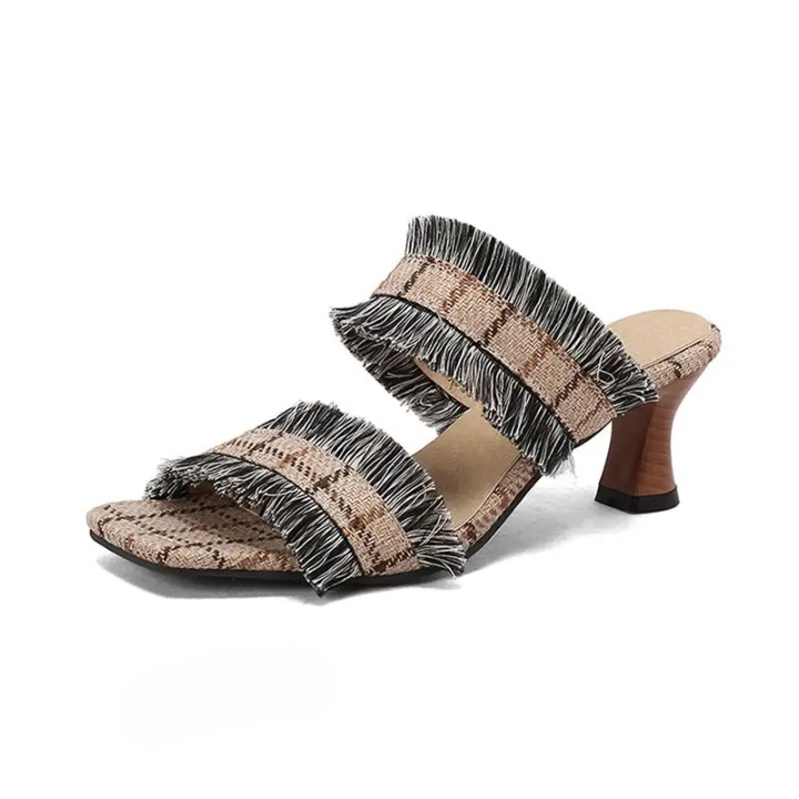 Sienna Tassel Fringe Mule Sandals
