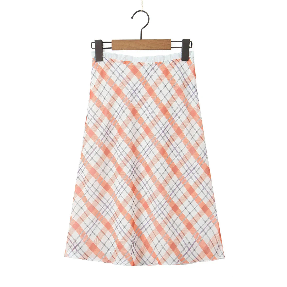 Essi Plaid Print Casual Midi Skirt