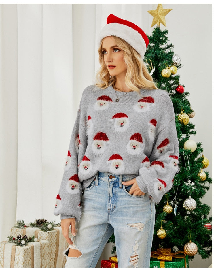 Christmas Knitted Santa Claus Cute Warm Furry Sweater