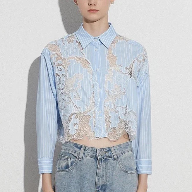 Leilani Lace Patchwork Cropped Shirts