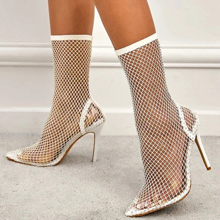 Nayeli Rhinestone Mesh Over The Knee Glove Boots