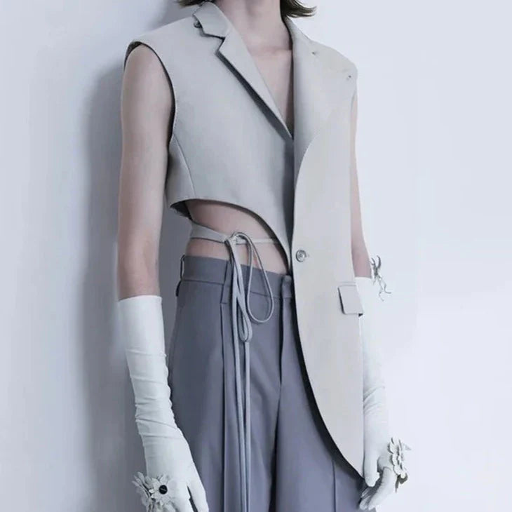 Heidi Cut Out Lace-Up Sleeveless Jacket