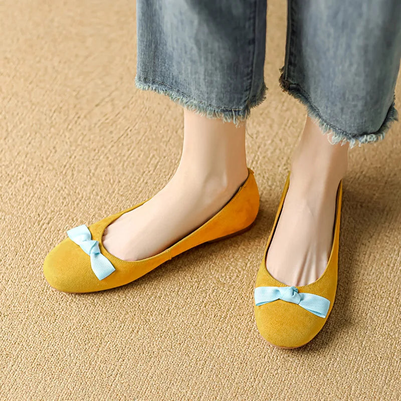 Mariana Ribbon Suede Ballet Flats