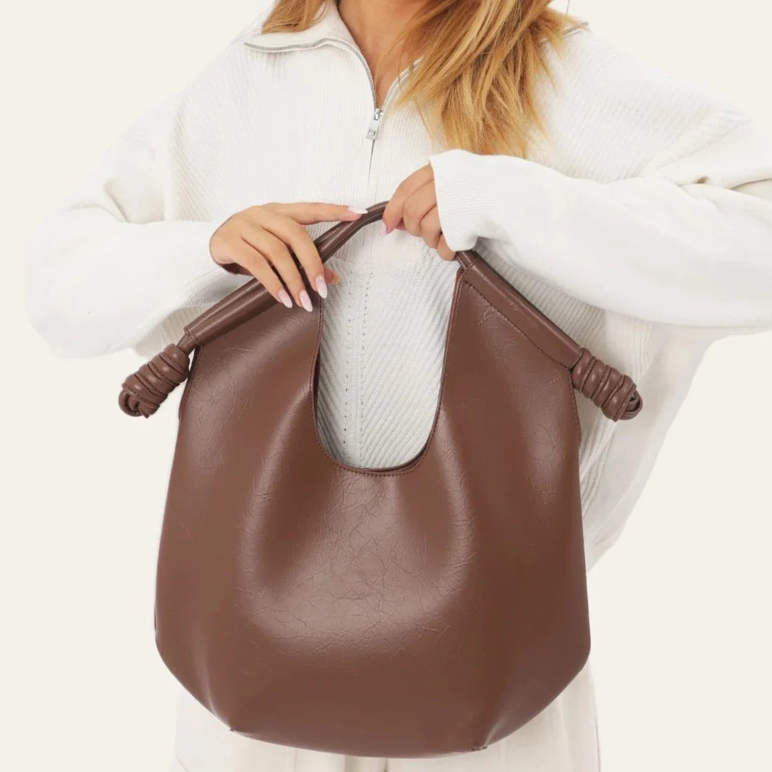 Nava Minimalist Bar Handle Hobo Bags