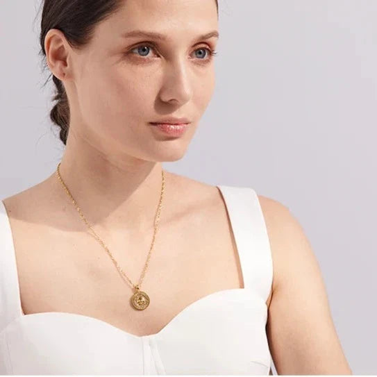 Golden Soleil CZ Medallion Necklace