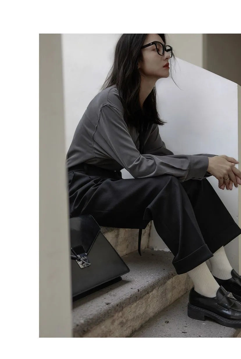 Adily Casual Tie Shirt Blouse