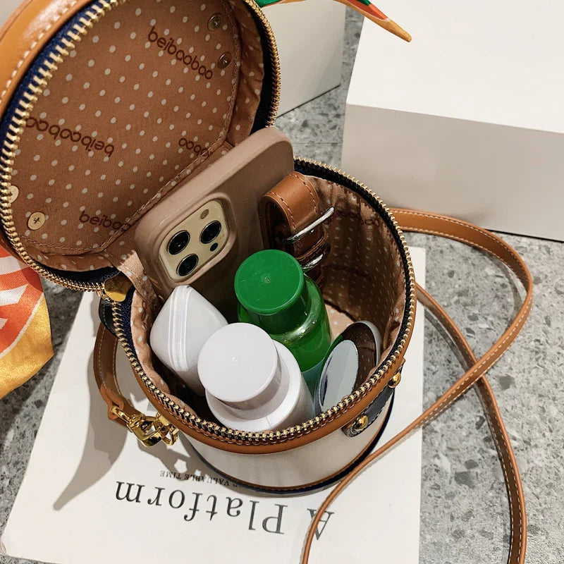 Tami Scarf Handle Barrel Bucket Bag