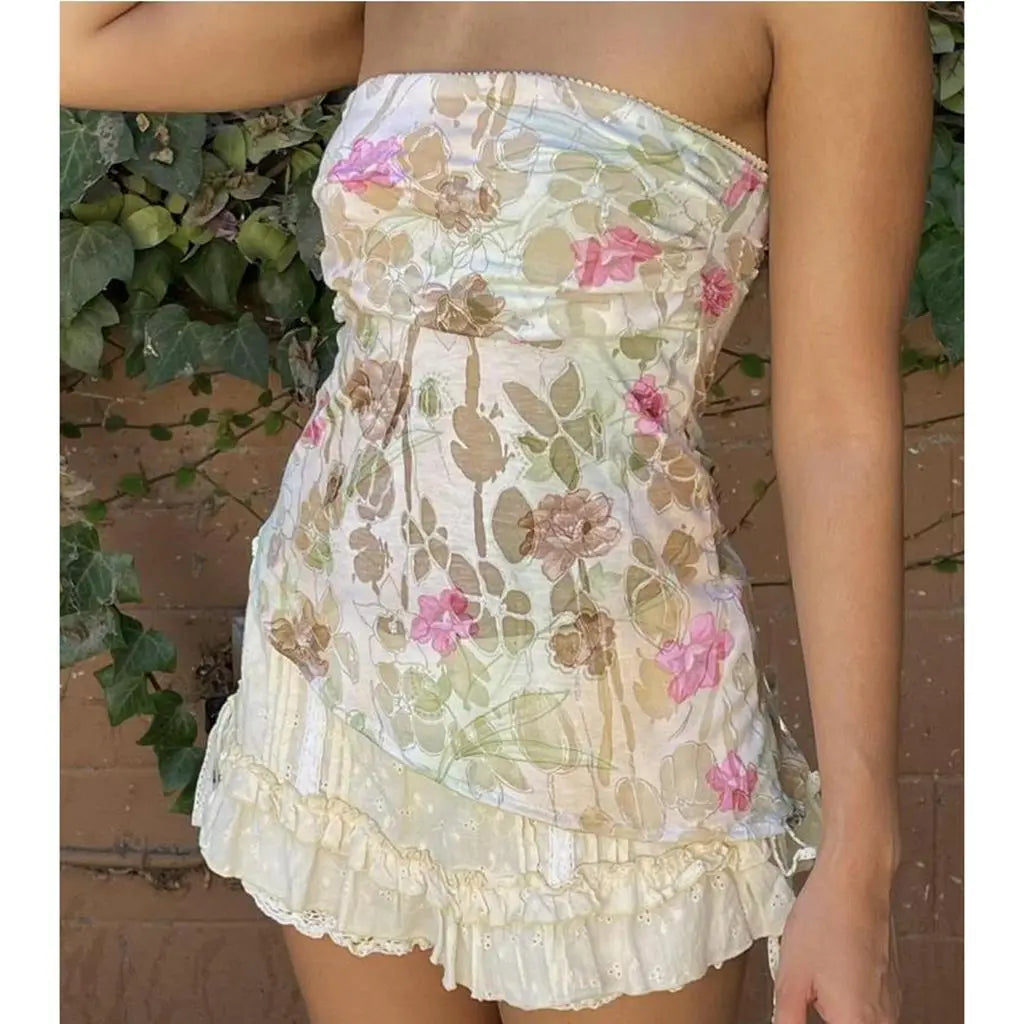 Aesthetic Flower Clubwear Strapless