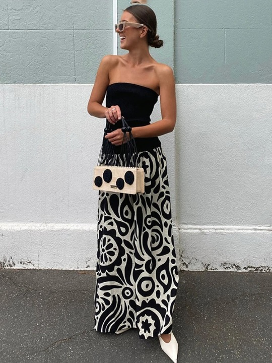 Maria Strapless Patchwork Maxi Tube Dress