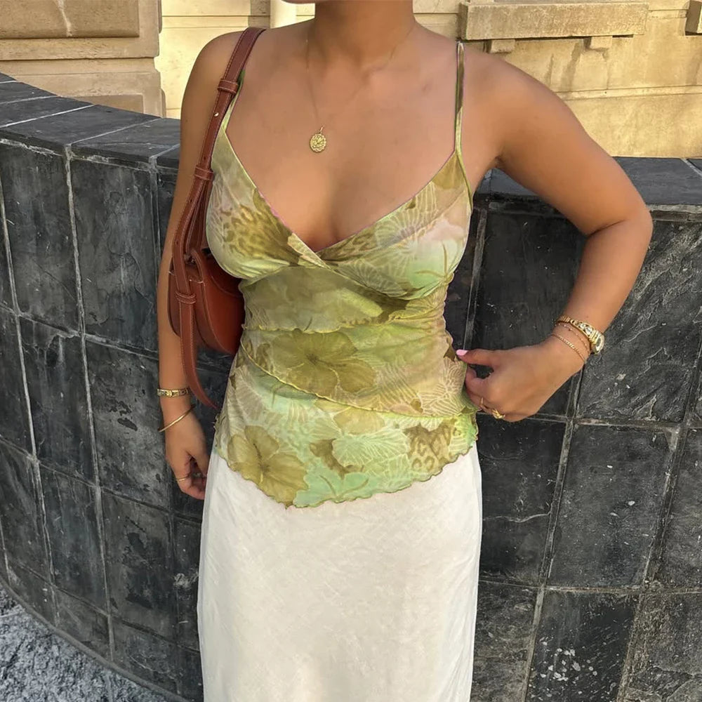 Vintage Y2K Floral Boho Cami Top