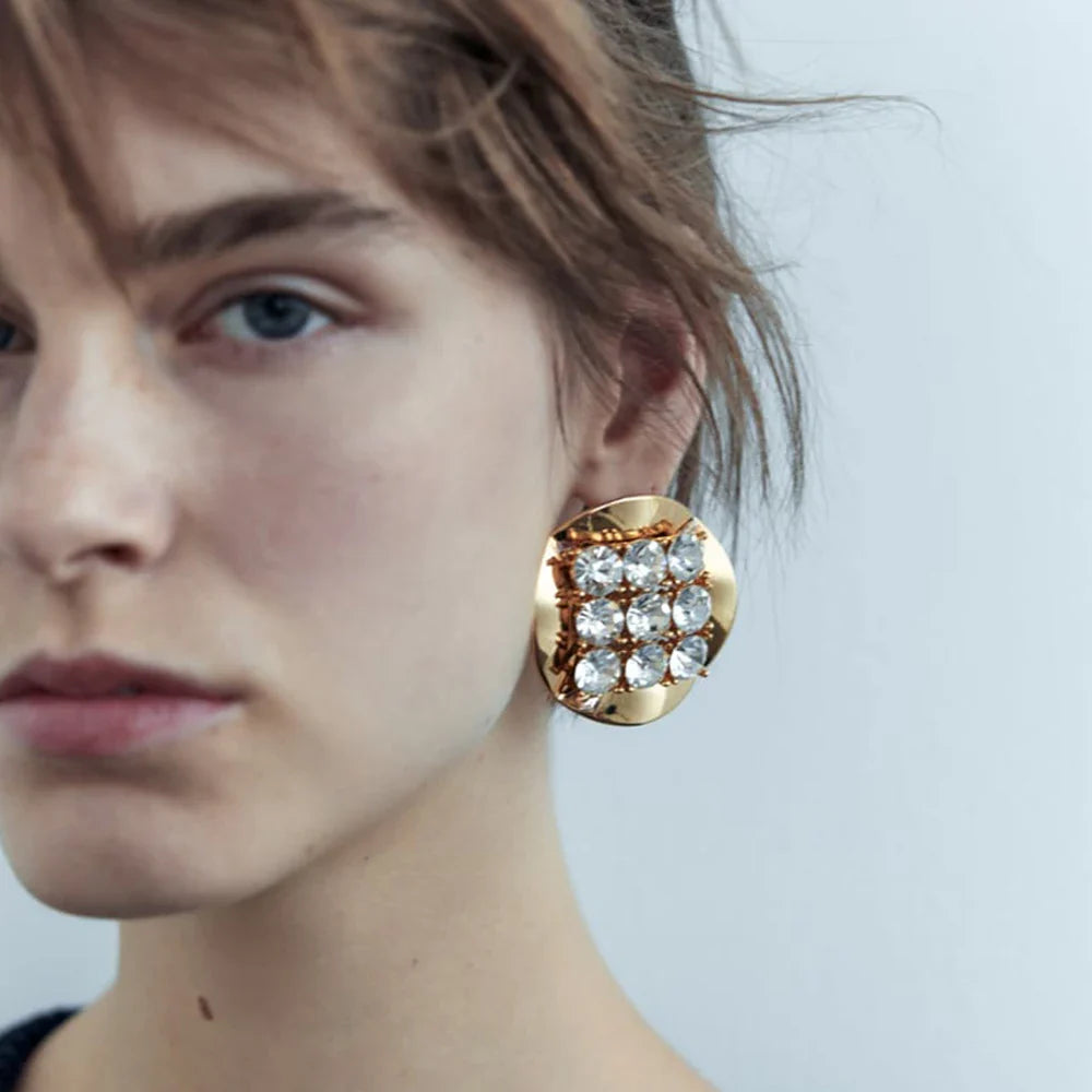 Njeri Rhinestone Disk Stud Earrings