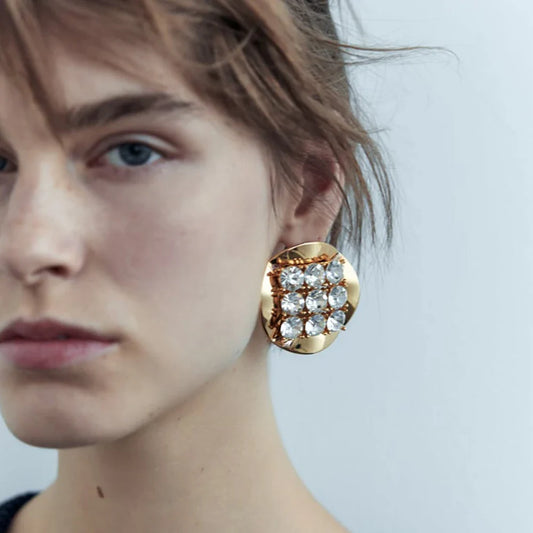 Njeri Rhinestone Disk Stud Earrings