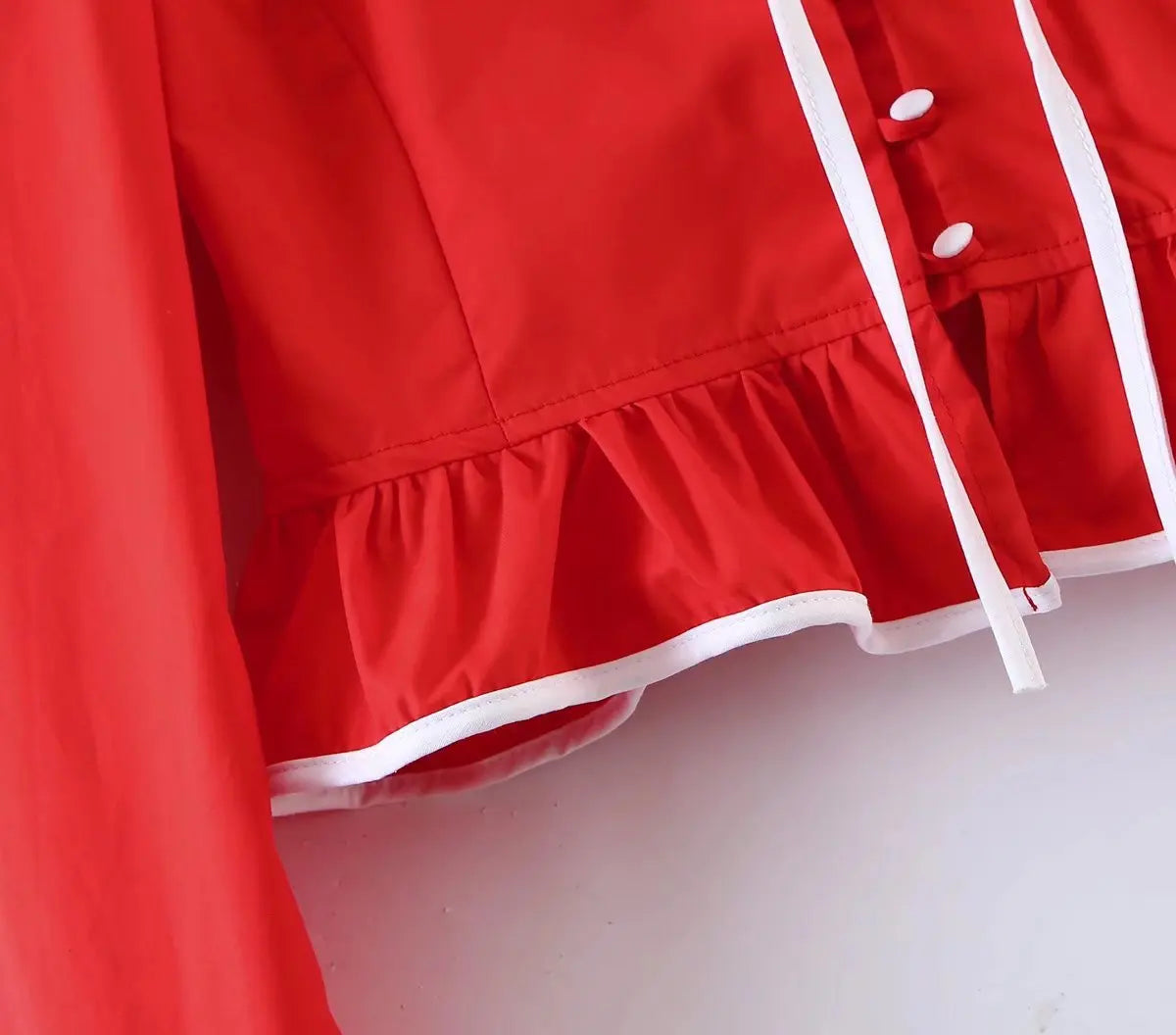 Melanie Puff Sleeve Ruffle Blouse