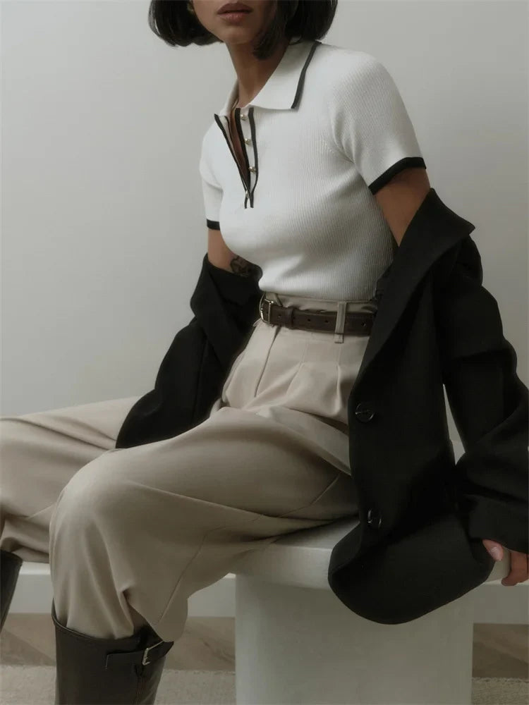 Jackie Casual Polo Knit Top