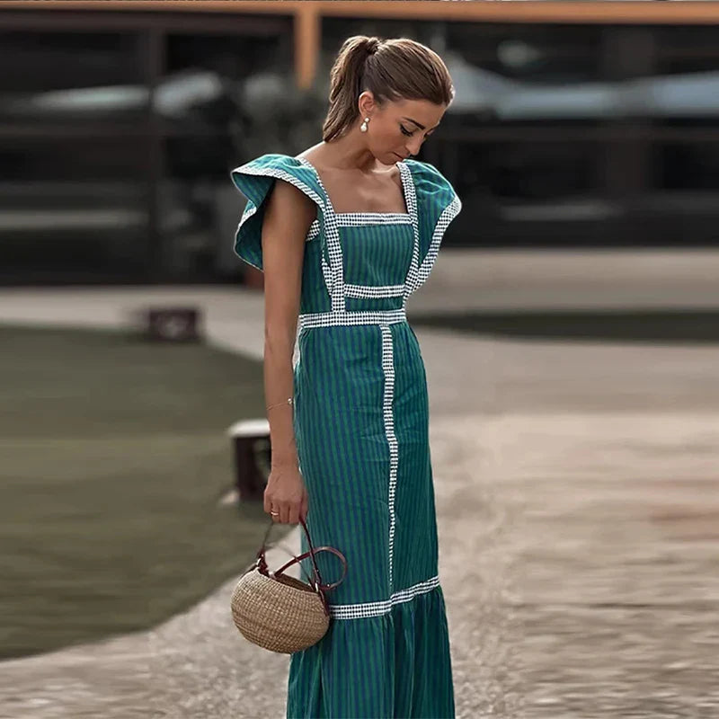 Ramona Ruffle Sleeve Square Neck Maxi Dress