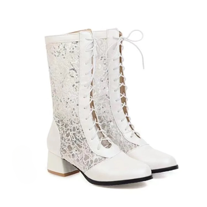 Coralie Lace Mesh Victorian Boots