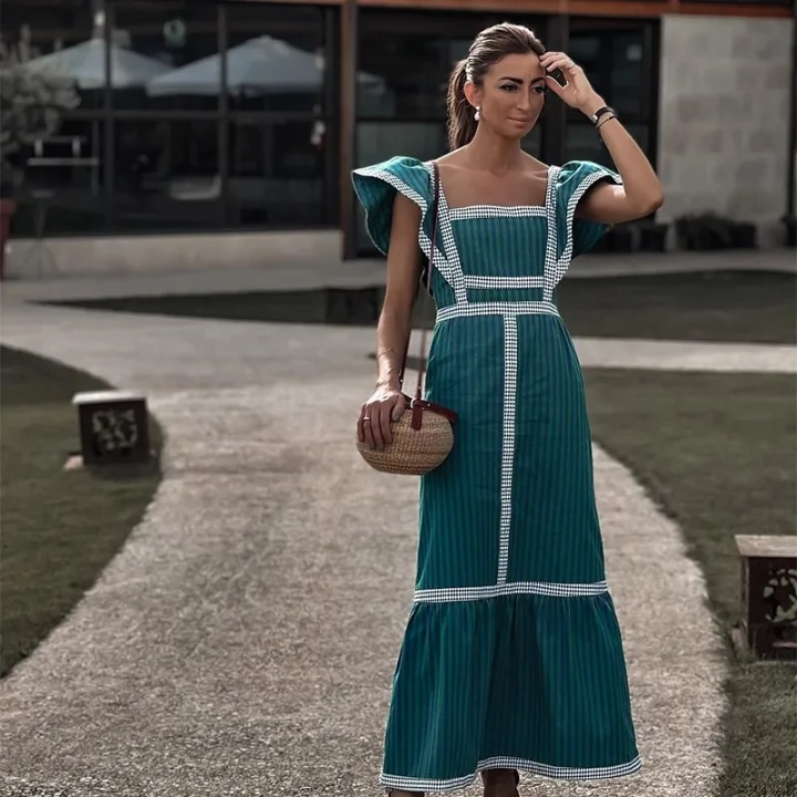 Ramona Ruffle Sleeve Square Neck Maxi Dress