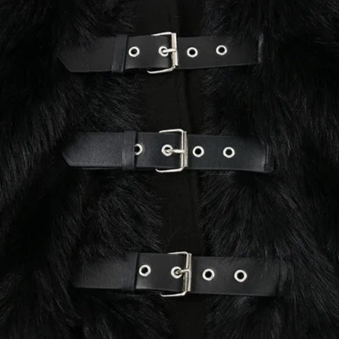 Nayeli Faux Rabbit Fur Bomber Jacket - Black or White