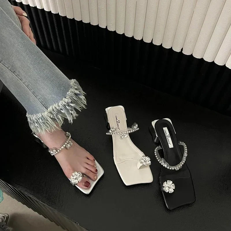 Prairie Crystal Flower Toe Post Slippers