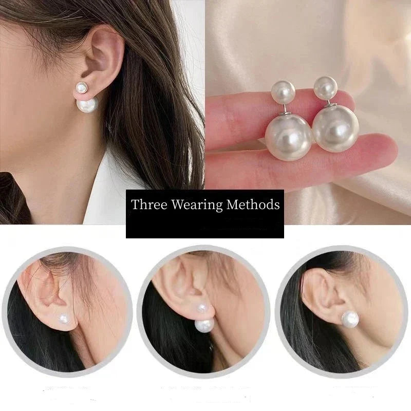 Two Way Pearl Stud Earrings