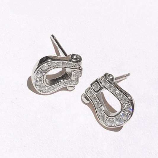 Crystal CZ Horsebit Stud Earrings