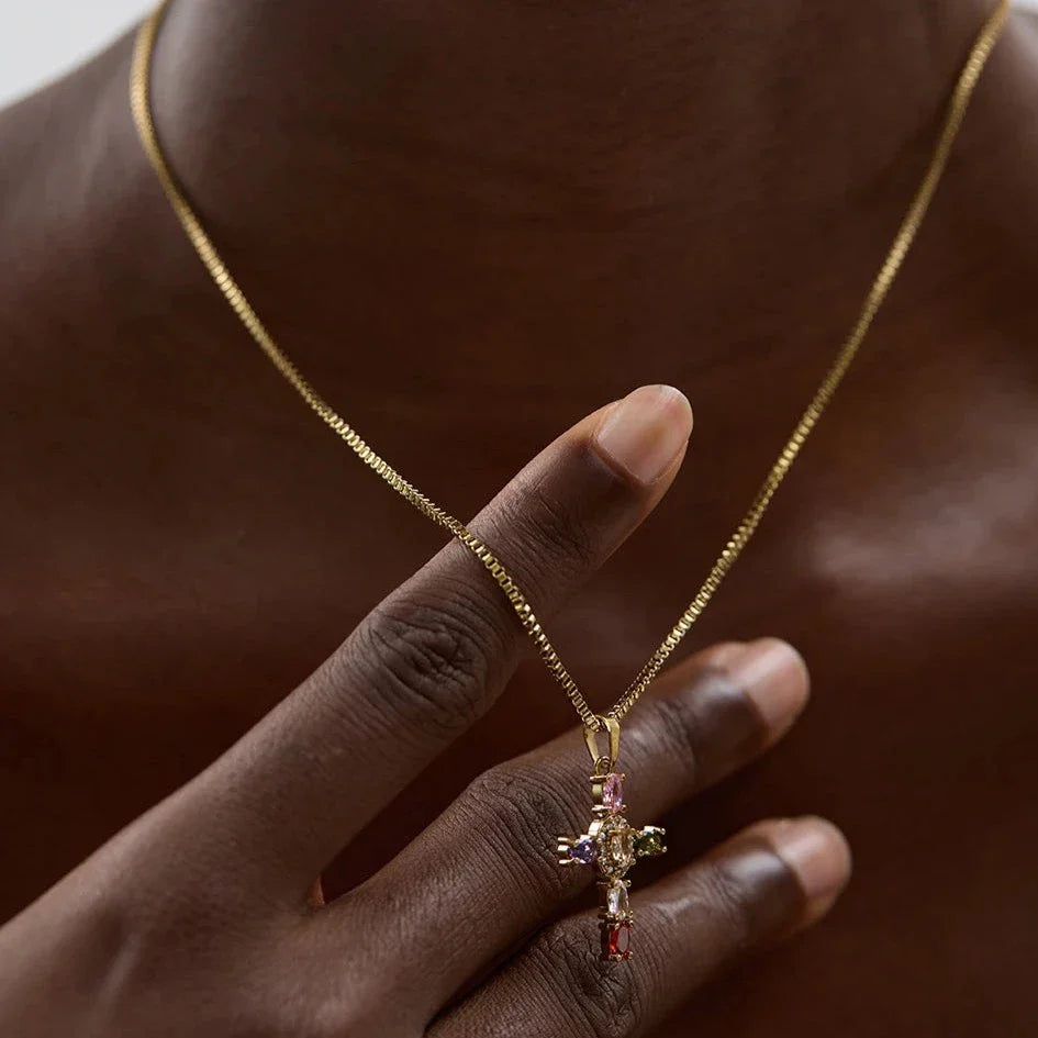 Luxe Cubic Zirconia Cross Pendant Necklace
