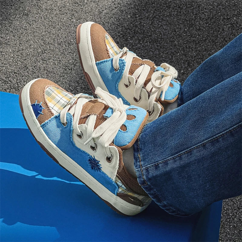 Enni Plaid Canvas Patchwork Unisex Sneakers