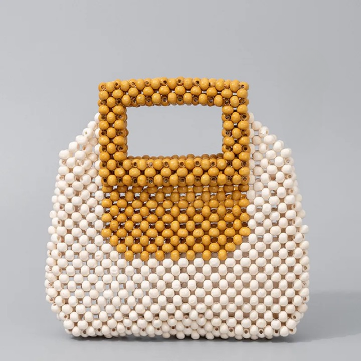 Vintage Wooden Beading Look Mini Clutch Bags