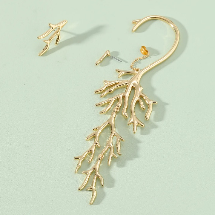 Bianca Metal Coral Ear Hook Stud Earring