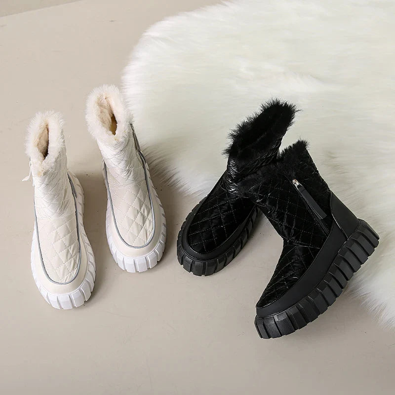 Geneva Quilted Plush Lined Platform Winter Boots