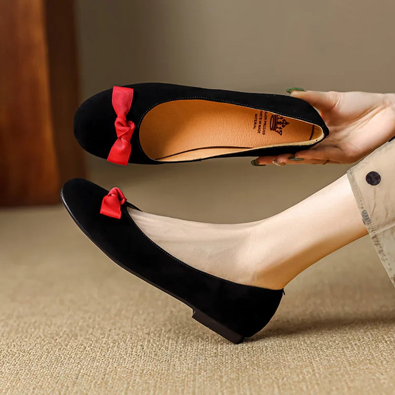Mariana Ribbon Suede Ballet Flats