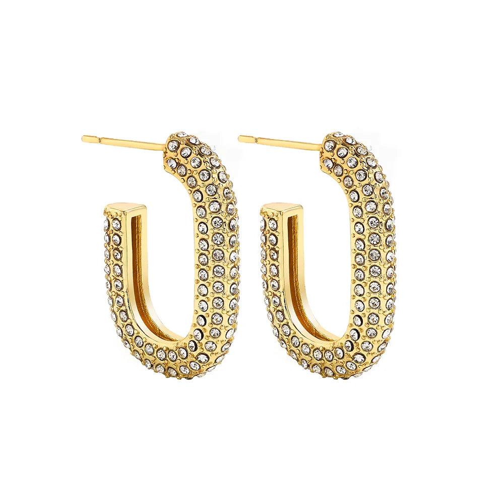 CZ Zircon Crystal Geometry Hoop Earrings