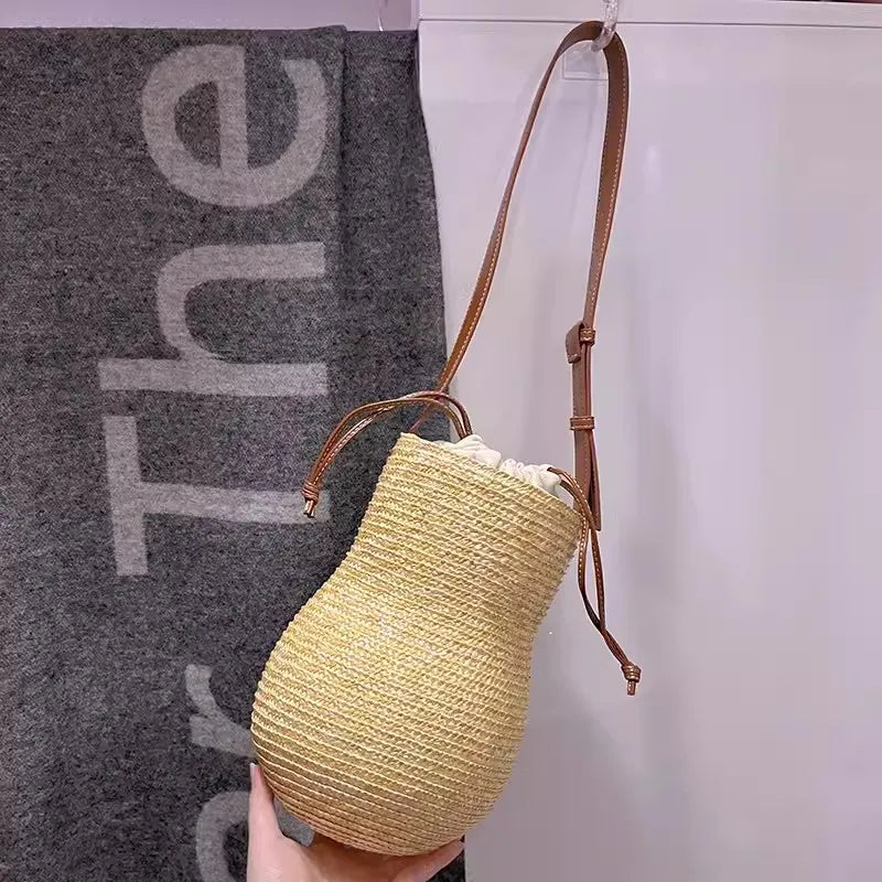 Nestari  Cyndrical Mini Straw Bag