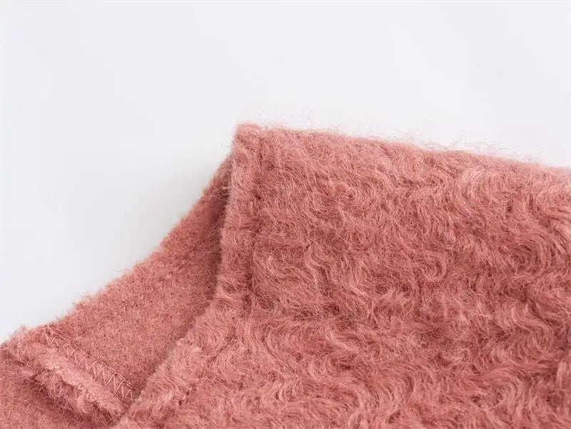 Cassi Pink Woolen Boulce Sweatshirts