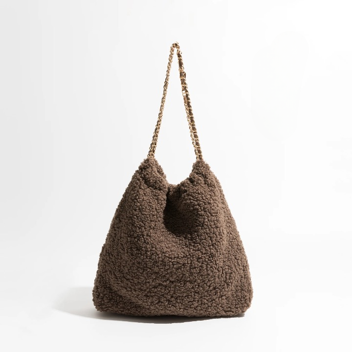 Mamonde Faux Lambs Fur Hobo Shoulder Bag