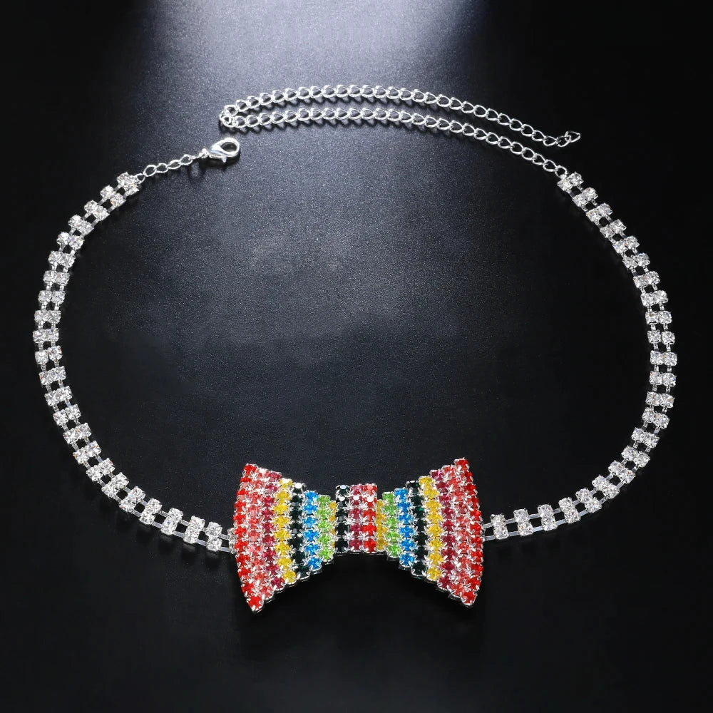 Carrie Crystal Bow Tie Choker Necklace