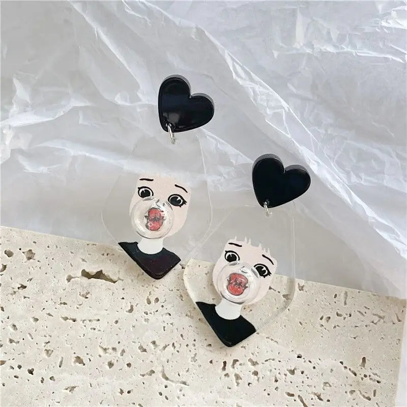 Bubble Gum Girls Heart Drop Earrings