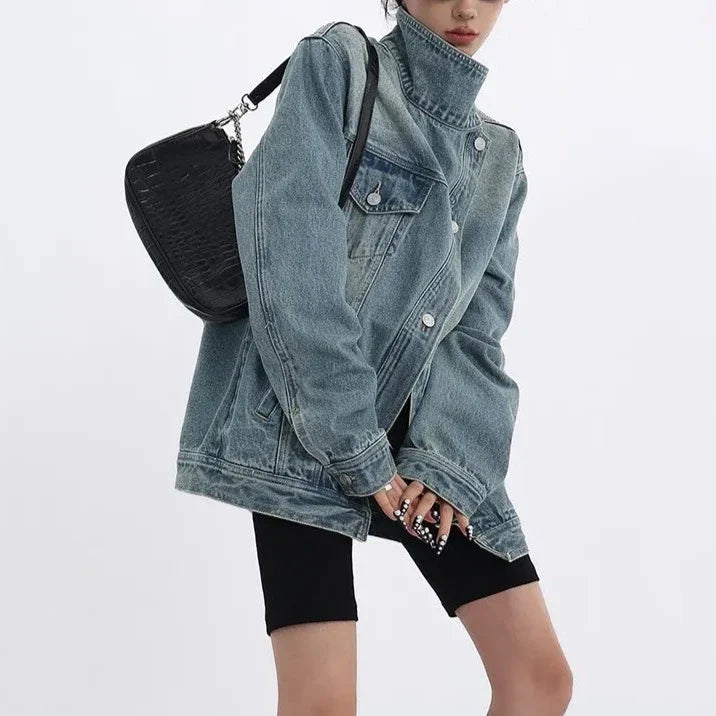 Nomie Funnel Neck Denim Jacket