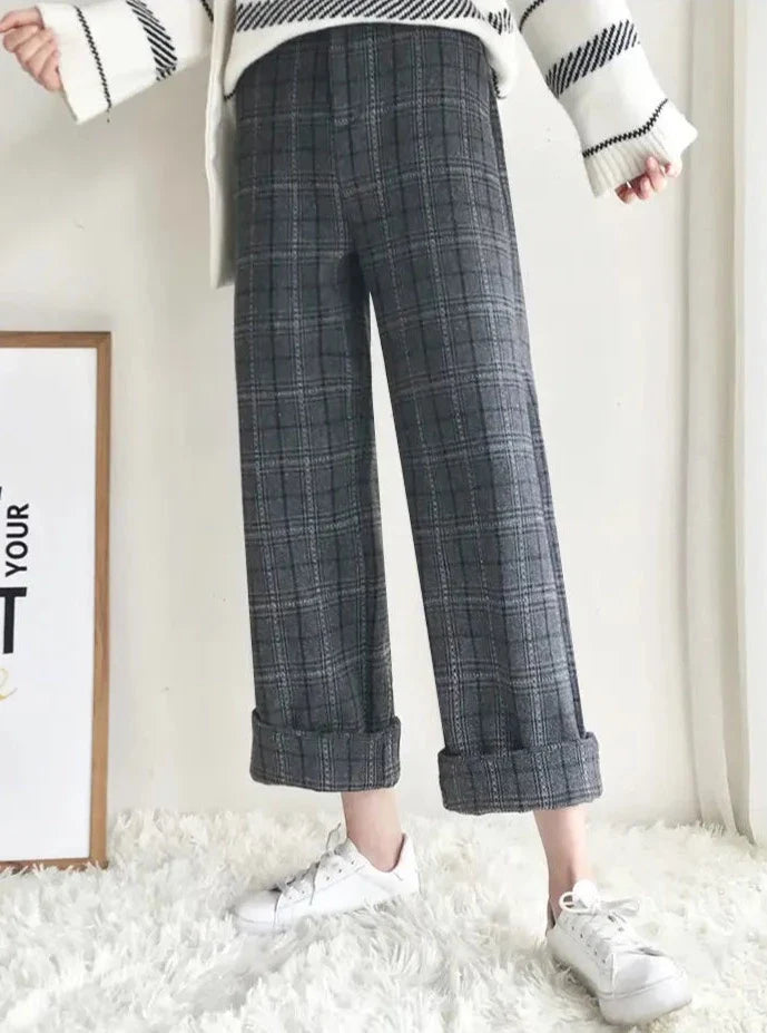 Jamie Woolen Plaid Cropped Pants