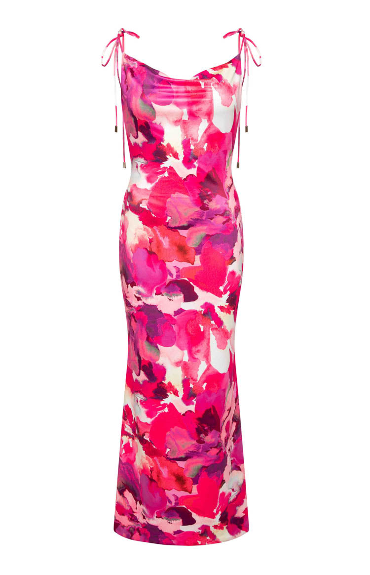 Agata Pink Print Maxi Dress